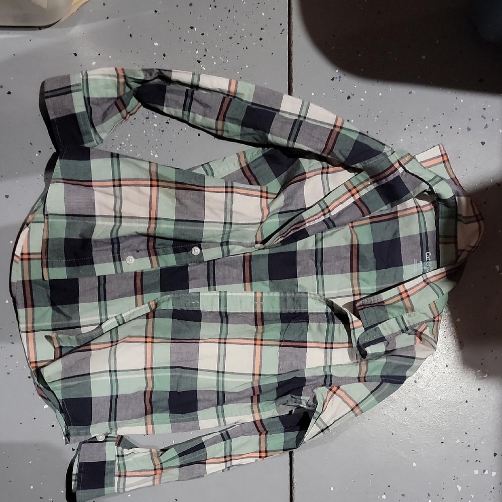 Cat & Jack Mint Green Plaid Collared Shirt